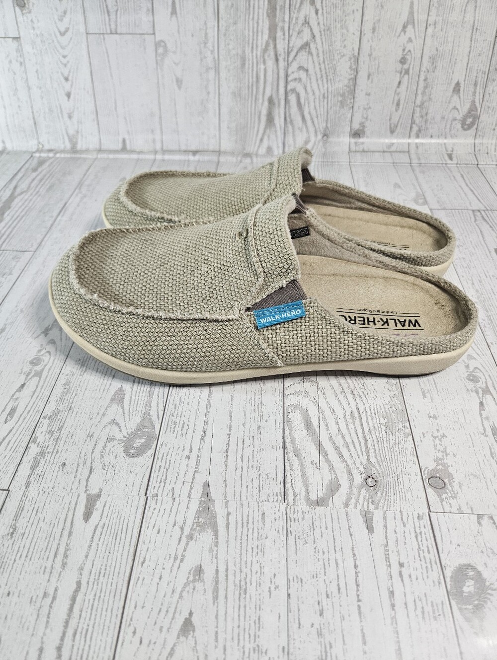 Walk Hero Comfort and Support Canvas Walking Slip on Clog Women's Size 9W
